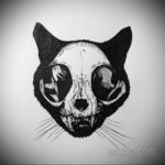 эскиз тату череп кошки 17.09.2019 №005 - cat skull tattoo sketch - tatufoto.com