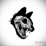 эскиз тату череп кошки 17.09.2019 №006 - cat skull tattoo sketch - tatufoto.com