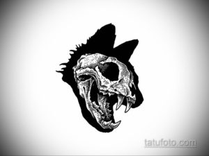 эскиз тату череп кошки 17.09.2019 №006 - cat skull tattoo sketch - tatufoto.com