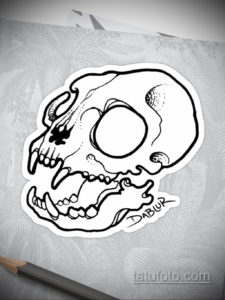 эскиз тату череп кошки 17.09.2019 №012 - cat skull tattoo sketch - tatufoto.com