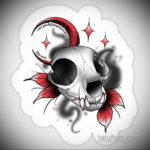 эскиз тату череп кошки 17.09.2019 №013 - cat skull tattoo sketch - tatufoto.com