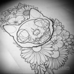 эскиз тату череп кошки 17.09.2019 №018 - cat skull tattoo sketch - tatufoto.com