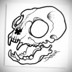 эскиз тату череп кошки 17.09.2019 №021 - cat skull tattoo sketch - tatufoto.com