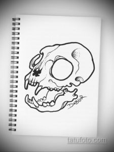 эскиз тату череп кошки 17.09.2019 №024 - cat skull tattoo sketch - tatufoto.com