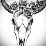 эскиз тату череп с рогами 17.09.2019 №001 - Skull tattoo sketch with horns - tatufoto.com
