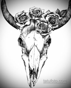 эскиз тату череп с рогами 17.09.2019 №001 - Skull tattoo sketch with horns - tatufoto.com