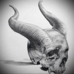 эскиз тату череп с рогами 17.09.2019 №003 - Skull tattoo sketch with horns - tatufoto.com