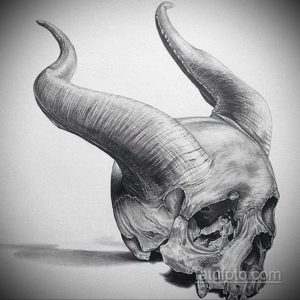 эскиз тату череп с рогами 17.09.2019 №003 - Skull tattoo sketch with horns - tatufoto.com