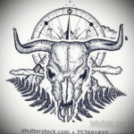 эскиз тату череп с рогами 17.09.2019 №006 - Skull tattoo sketch with horns - tatufoto.com