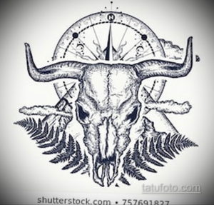 эскиз тату череп с рогами 17.09.2019 №006 - Skull tattoo sketch with horns - tatufoto.com