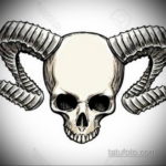 эскиз тату череп с рогами 17.09.2019 №011 - Skull tattoo sketch with horns - tatufoto.com