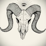 эскиз тату череп с рогами 17.09.2019 №013 - Skull tattoo sketch with horns - tatufoto.com