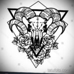 эскиз тату череп с рогами 17.09.2019 №015 - Skull tattoo sketch with horns - tatufoto.com