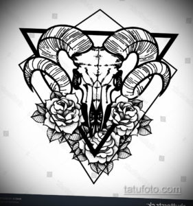 эскиз тату череп с рогами 17.09.2019 №015 - Skull tattoo sketch with horns - tatufoto.com