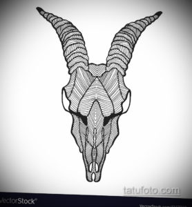 эскиз тату череп с рогами 17.09.2019 №016 - Skull tattoo sketch with horns - tatufoto.com