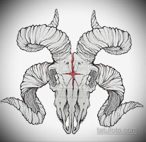 эскиз тату череп с рогами 17.09.2019 №018 - Skull tattoo sketch with horns - tatufoto.com