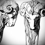 эскиз тату череп с рогами 17.09.2019 №021 - Skull tattoo sketch with horns - tatufoto.com