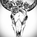 эскиз тату череп с рогами 17.09.2019 №026 - Skull tattoo sketch with horns - tatufoto.com
