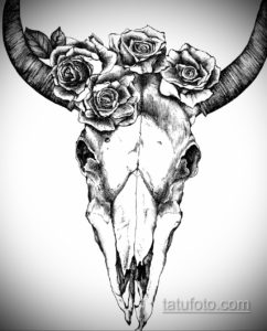 эскиз тату череп с рогами 17.09.2019 №026 - Skull tattoo sketch with horns - tatufoto.com