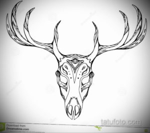 эскиз тату череп с рогами 17.09.2019 №030 - Skull tattoo sketch with horns - tatufoto.com
