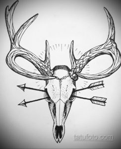 эскиз тату череп с рогами 17.09.2019 №032 - Skull tattoo sketch with horns - tatufoto.com