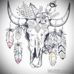 эскиз тату череп с рогами 17.09.2019 №033 - Skull tattoo sketch with horns - tatufoto.com