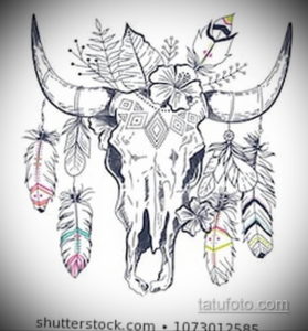 эскиз тату череп с рогами 17.09.2019 №033 - Skull tattoo sketch with horns - tatufoto.com
