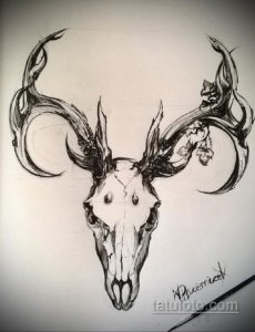 эскиз тату череп с рогами 17.09.2019 №035 - Skull tattoo sketch with horns - tatufoto.com