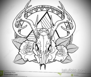 эскиз тату череп с рогами 17.09.2019 №039 - Skull tattoo sketch with horns - tatufoto.com