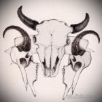 эскиз тату череп с рогами 17.09.2019 №040 - Skull tattoo sketch with horns - tatufoto.com