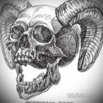 эскиз тату череп с рогами 17.09.2019 №041 - Skull tattoo sketch with horns - tatufoto.com