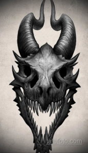 эскиз тату череп с рогами 17.09.2019 №042 - Skull tattoo sketch with horns - tatufoto.com