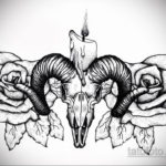 эскиз тату череп с рогами 17.09.2019 №043 - Skull tattoo sketch with horns - tatufoto.com