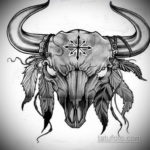 эскиз тату череп с рогами 17.09.2019 №044 - Skull tattoo sketch with horns - tatufoto.com