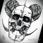 эскиз тату череп с рогами 17.09.2019 №046 - Skull tattoo sketch with horns - tatufoto.com