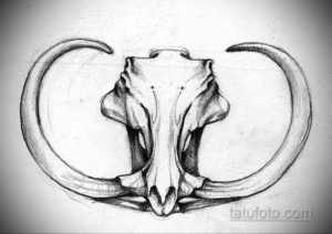 эскиз тату череп с рогами 17.09.2019 №048 - Skull tattoo sketch with horns - tatufoto.com