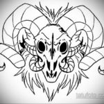эскиз тату череп с рогами 17.09.2019 №049 - Skull tattoo sketch with horns - tatufoto.com