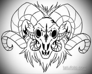 эскиз тату череп с рогами 17.09.2019 №049 - Skull tattoo sketch with horns - tatufoto.com