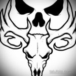 эскиз тату череп с рогами 17.09.2019 №050 - Skull tattoo sketch with horns - tatufoto.com