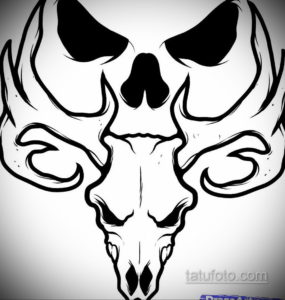 эскиз тату череп с рогами 17.09.2019 №050 - Skull tattoo sketch with horns - tatufoto.com