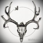 эскиз тату череп с рогами 17.09.2019 №053 - Skull tattoo sketch with horns - tatufoto.com
