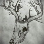 эскиз тату череп с рогами 17.09.2019 №055 - Skull tattoo sketch with horns - tatufoto.com