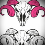 эскиз тату череп с рогами 17.09.2019 №056 - Skull tattoo sketch with horns - tatufoto.com