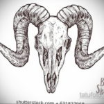 эскиз тату череп с рогами 17.09.2019 №059 - Skull tattoo sketch with horns - tatufoto.com