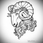 эскиз тату череп с рогами 17.09.2019 №060 - Skull tattoo sketch with horns - tatufoto.com