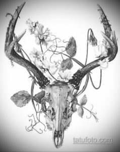 эскиз тату череп с рогами 17.09.2019 №063 - Skull tattoo sketch with horns - tatufoto.com