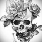 эскиз тату череп с розами 17.09.2019 №002 - sketch tattoo skull with roses - tatufoto.com