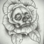 эскиз тату череп с розами 17.09.2019 №003 - sketch tattoo skull with roses - tatufoto.com