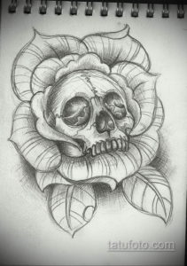 эскиз тату череп с розами 17.09.2019 №003 - sketch tattoo skull with roses - tatufoto.com