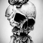 эскиз тату череп с розами 17.09.2019 №004 - sketch tattoo skull with roses - tatufoto.com